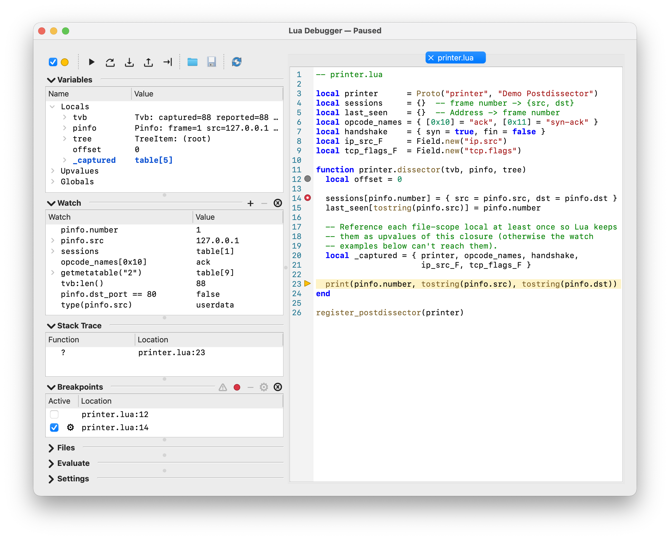 wslua debugger