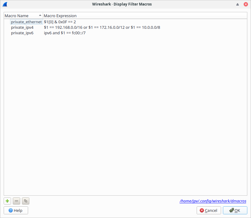 ws filter macros